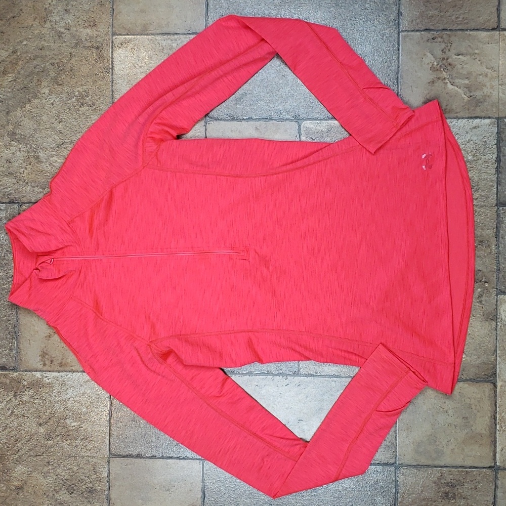 Under Armour Cold Gear Hot Pinkish Orange Quarter Zip Pullover Size SM/P